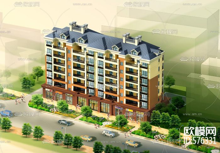 现代多层住宅外观免费3d模型(1)