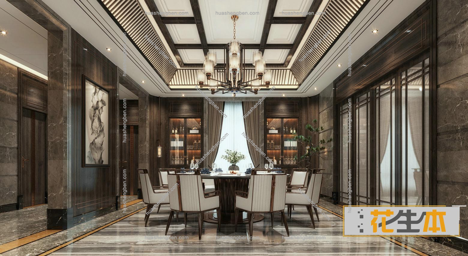 中式餐厅3d模型「免费下载」5.jpg(1)