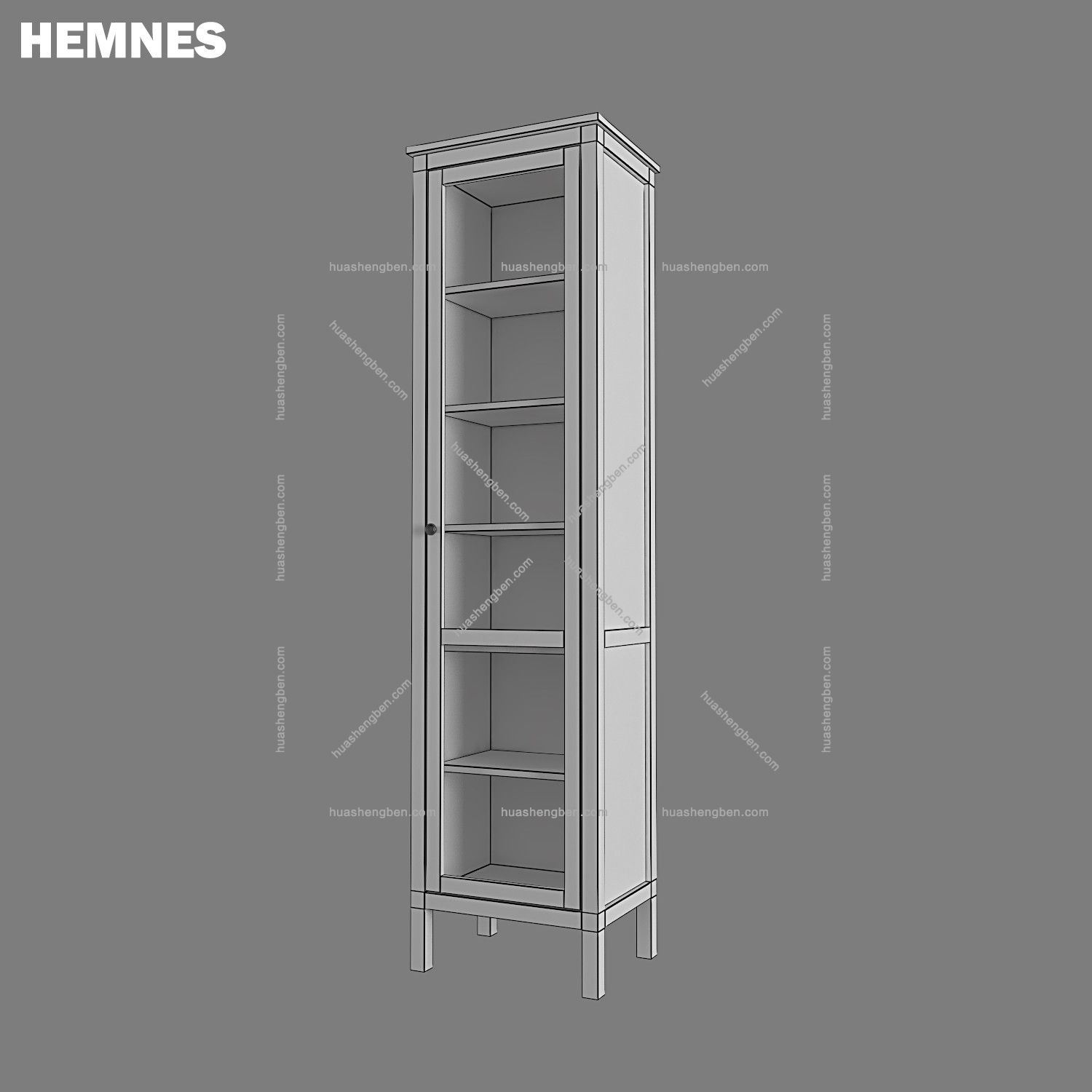 现代展柜3d模型「免费下载」ikea_hemnes_render_wireframe.jpg(1)