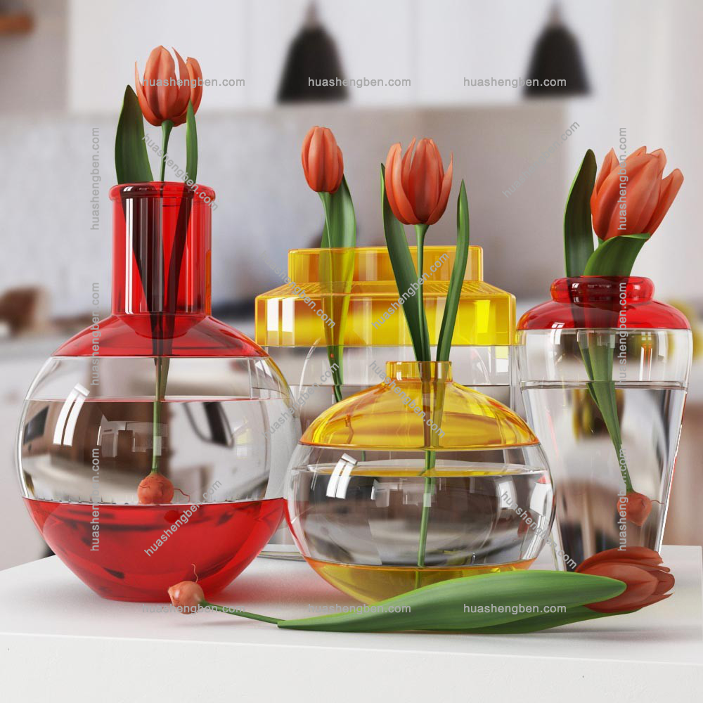 现代花瓶花卉组合3d模型「免费下载」Tulip Vase.jpg(1)