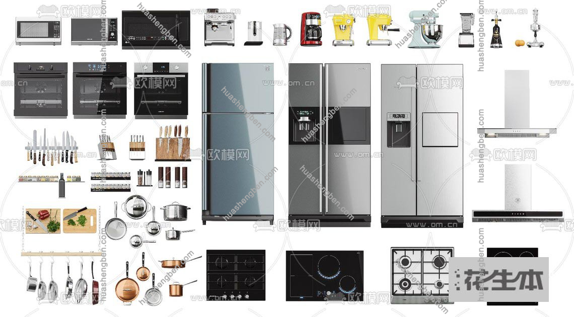 现代厨房冰箱烤箱微波炉厨具3d模型「收费下载」现代厨房冰箱烤箱微波炉厨具3d模型ID762520.jpg(1)