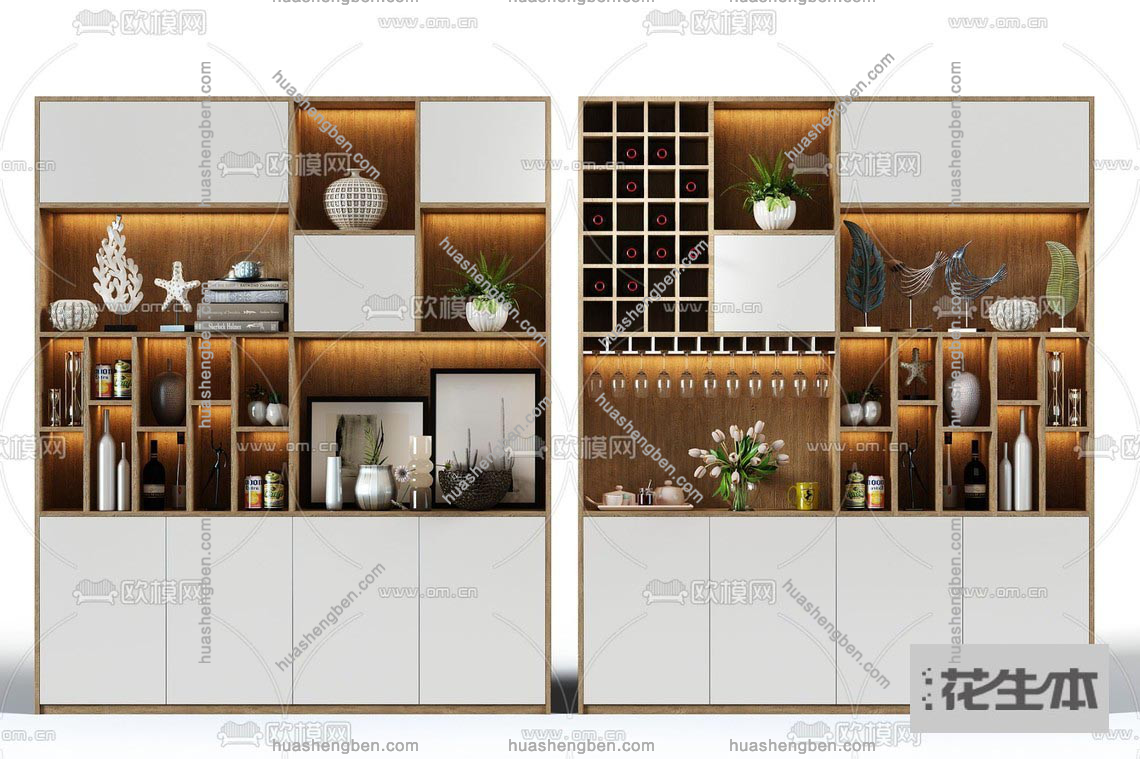 现代实木酒柜3d模型「免费下载」现代实木酒柜3d模型 ID818493.jpg(1)
