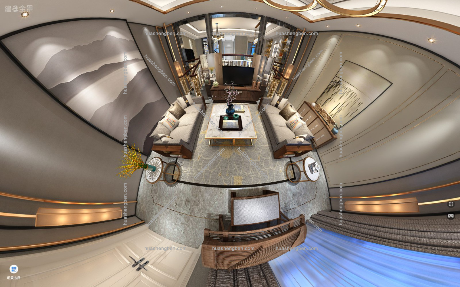 新中式客餐厅全景3d模型「免费下载」新中式客餐厅全景[模型ID181983].jpg(1)