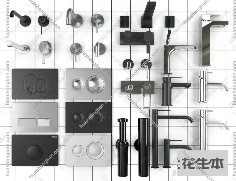 现代水龙头马桶开关组合3d模型「免费下载」现代水龙头马桶开关组合385280.jpg(1)