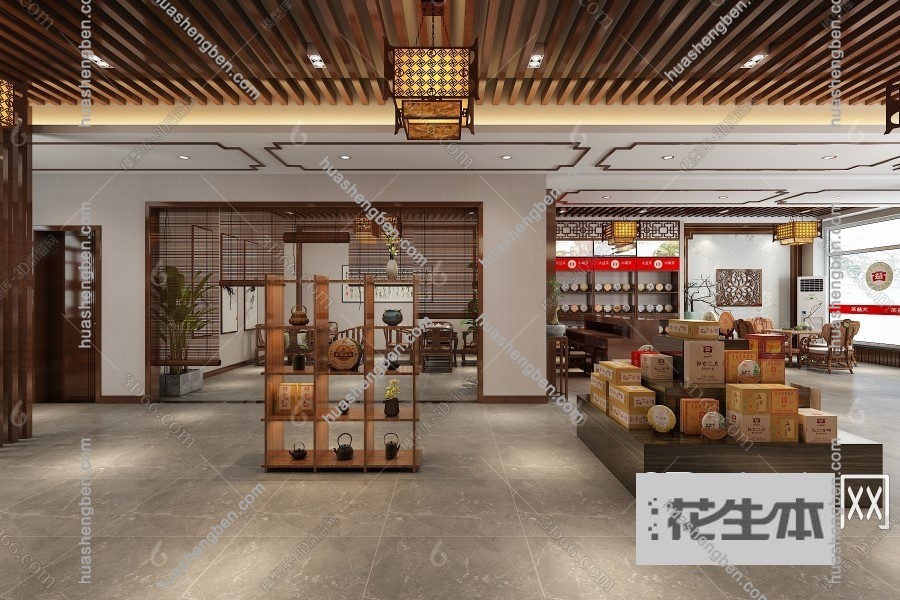 新中式茶叶店3d模型「收费下载」新中式茶叶店3D模型下载 ID 843582.jpg(1)