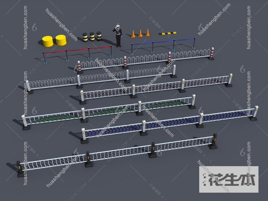 现代道路设施组合3d模型「免费下载」溜溜ID： 748357.jpg(1)