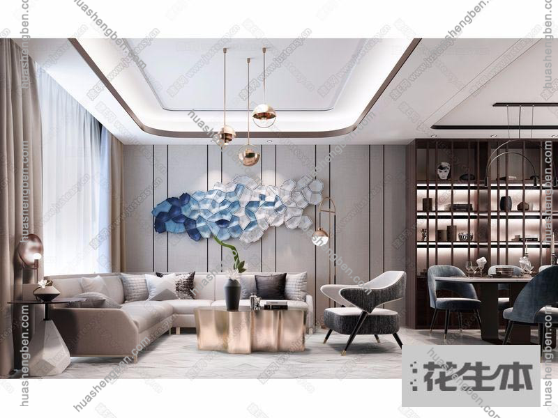 现代客餐厅3d模型「免费下载」集艾室内设计现代客餐厅217747.jpg(1)