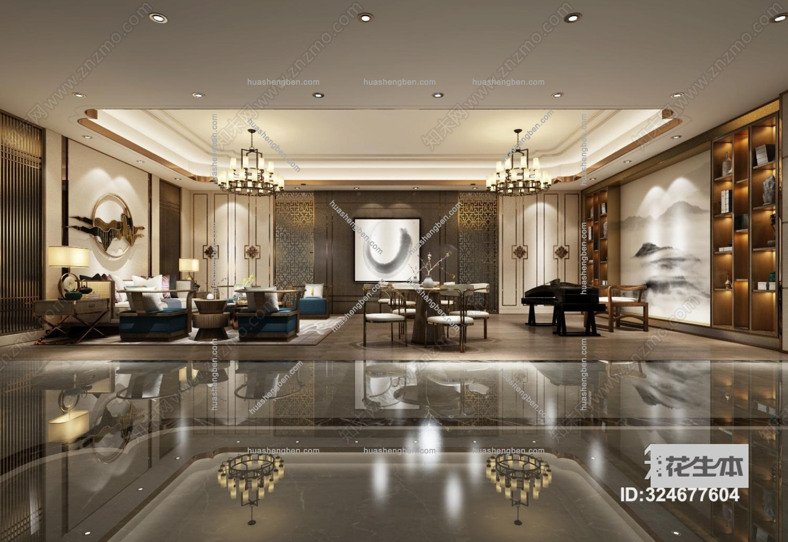 新中式餐厅3d模型「免费下载」新中式餐厅3D模型下载【ID324677604】.jpg(1)