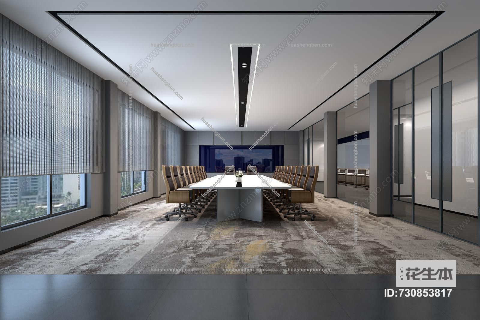 新中式会议室会议桌椅3d模型「免费下载」新中式会议室会议桌椅【ID730853817】.jpg(1)
