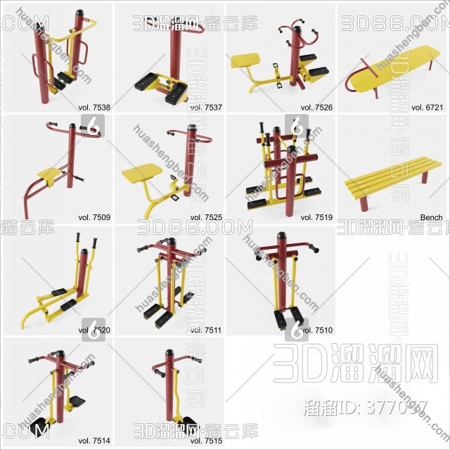 现代健身器3d模型「免费下载」健身器3D模型下载      溜溜ID：377057.jpg(1)