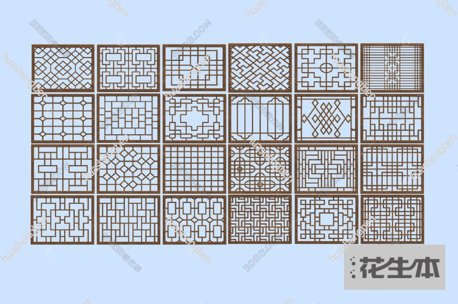 现代镂花窗3d模型「免费下载」镂花窗3D模型 （ID：617066）.jpg(1)