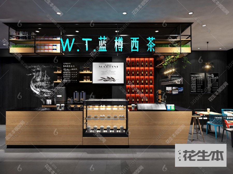 现代奶茶店3d模型「免费下载」奶茶店3D模型 （ID：561070）.jpg(1)