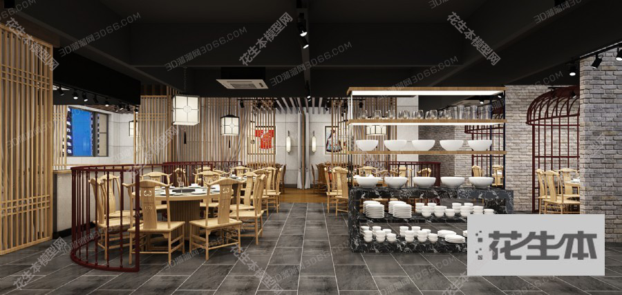 现代火锅店3d模型「免费下载」火锅店3D模型 （ID：701453）.jpg(1)