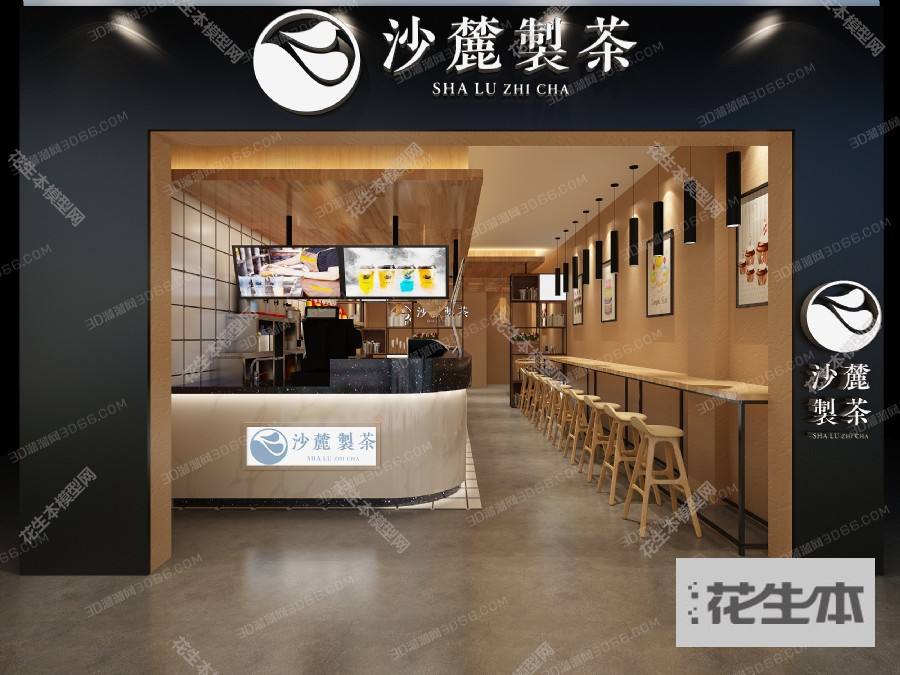 现代奶茶店3d模型「免费下载」奶茶店3D模型 （ID：574598）.jpg(1)