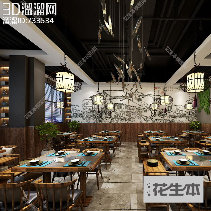 现代火锅店3d模型「免费下载」火锅店3D模型 （ID：733534）.jpg(1)