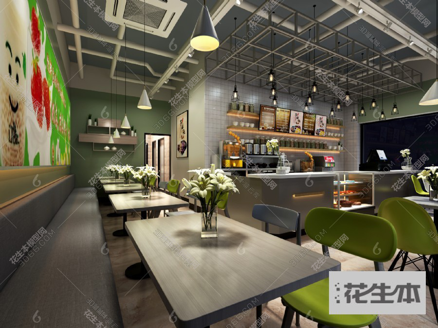 现代奶茶店3d模型「免费下载」奶茶店3D模型 （ID：582214）.jpg(1)