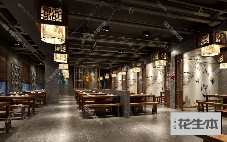 现代餐厅3d模型「免费下载」餐厅3D模型 （ID：562158）.jpg(1)