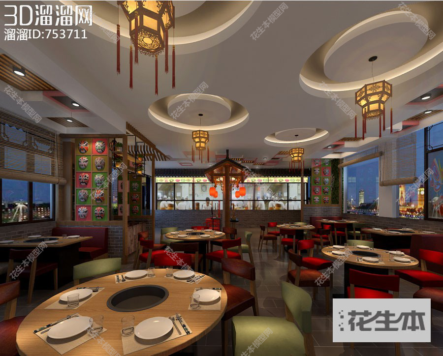 现代火锅店3d模型「免费下载」火锅店3D模型 （ID：753711）.jpg(1)