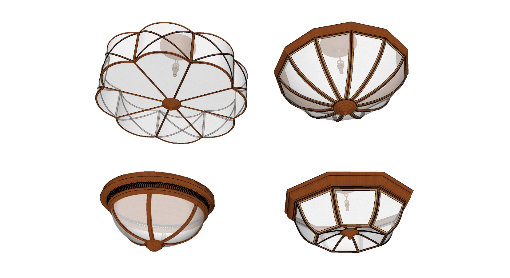 33美式吸顶灯组合SketchUp草图模型下载(1)