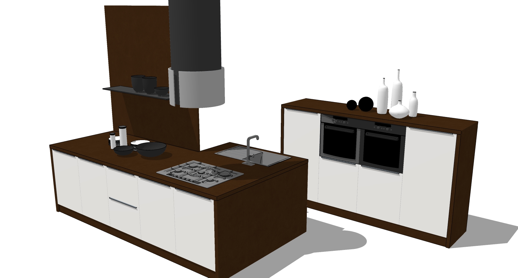 (17)现代简约橱柜厨房用具水槽烤箱吸油烟机sketchup草图模型下载