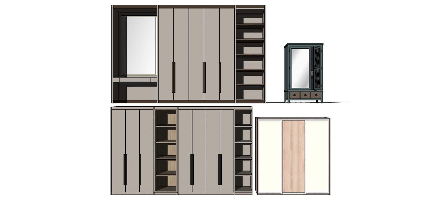 (120) 现代衣柜衣橱sketchup草图模型下载