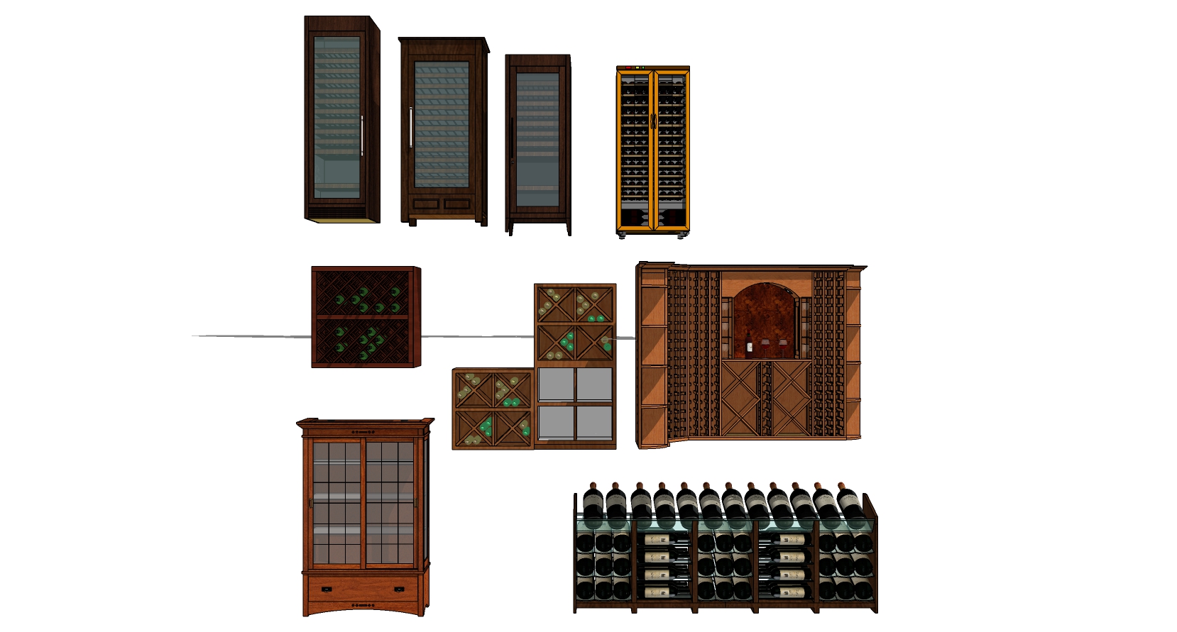 (9)现代古典复古红酒架酒柜酒架酒柜酒架sketchup草图模型下载