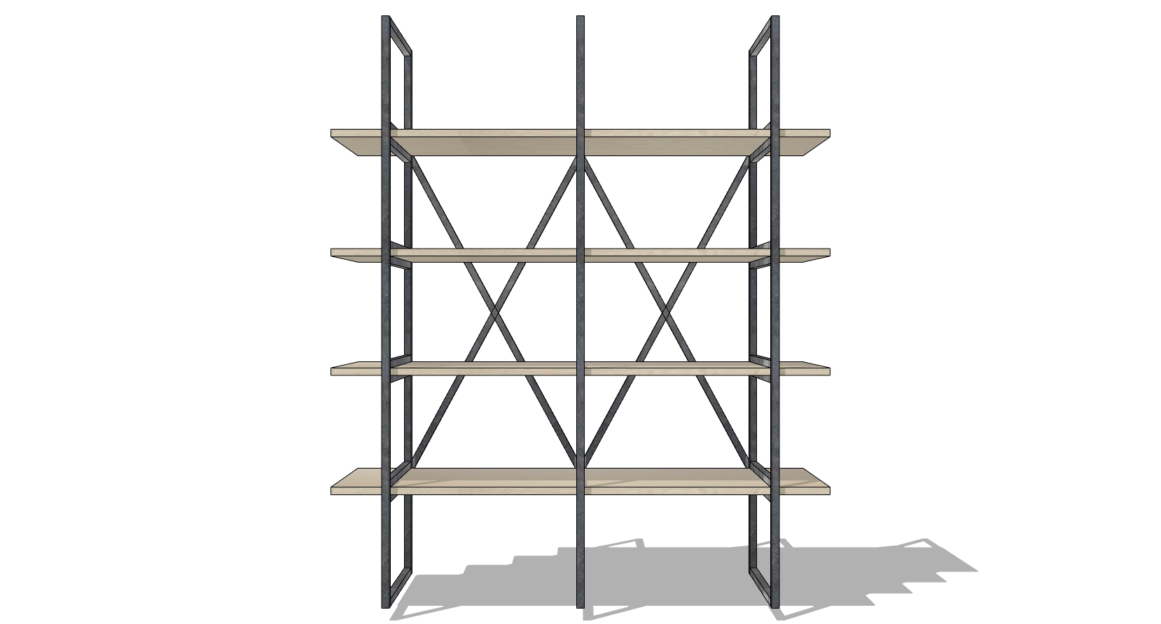 4工业风置物架书架装饰架sketchup草图模型下载