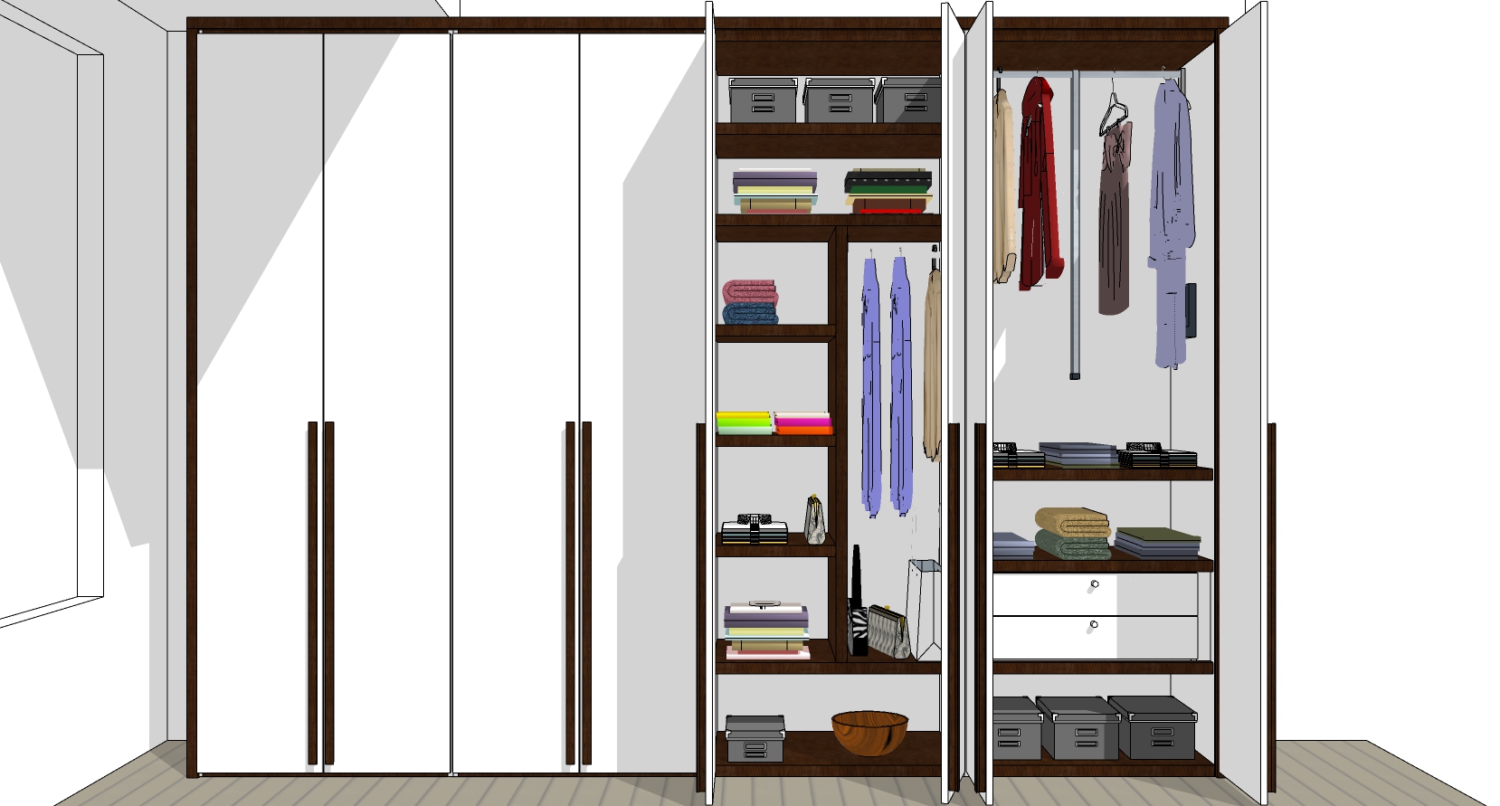 (2)现代衣柜衣服储物柜sketchup草图模型下载(1)