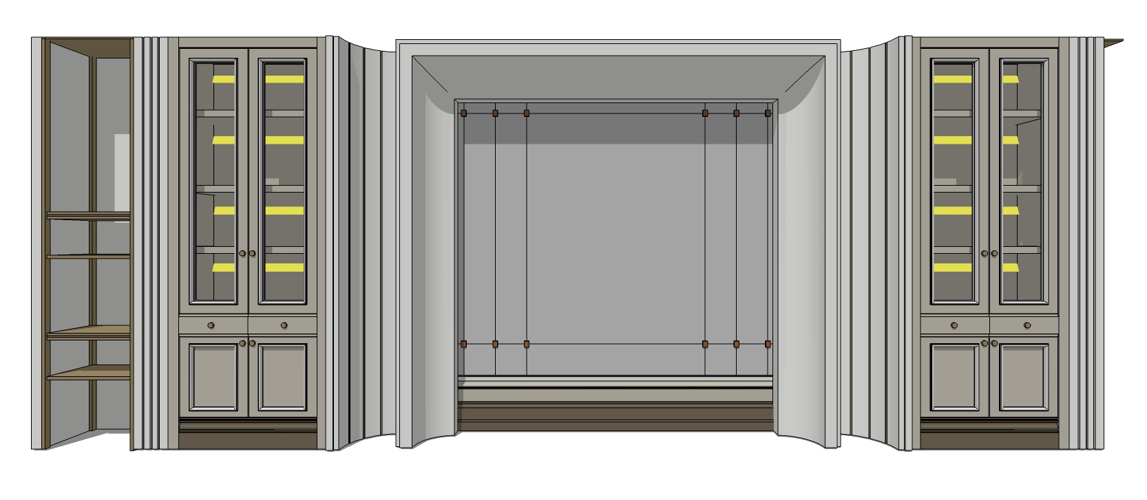 欧式酒柜装饰柜储物柜大套口柜子-2sketchup草图模型下载