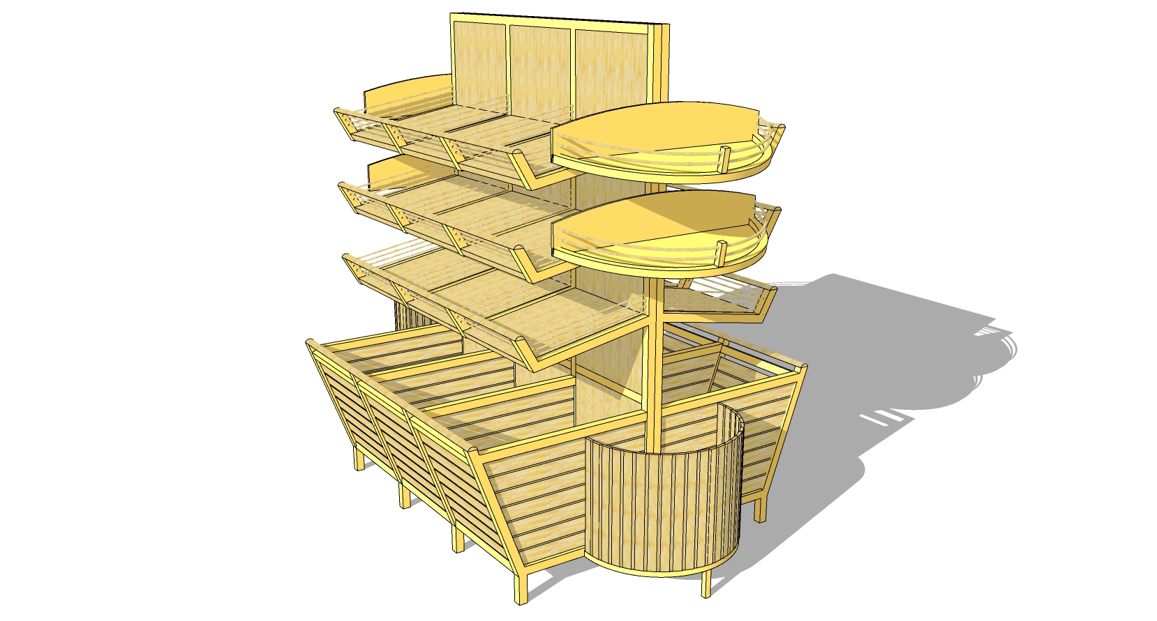 (83)现代木制蔬菜水果展柜货架sketchup草图模型下载(1)