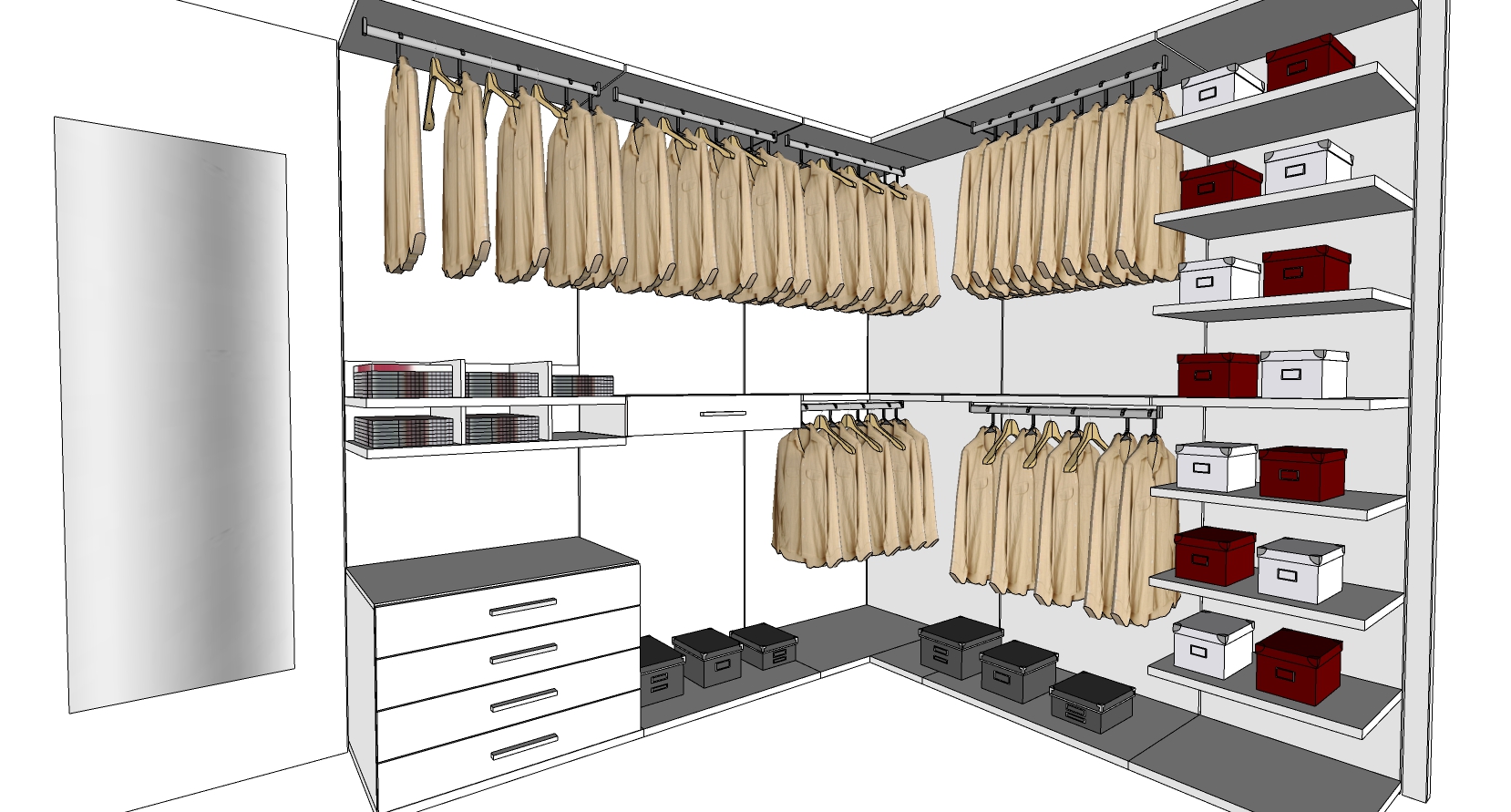 (3)  衣柜衣橱衣服盒子 sketchup草图模型下载(1)