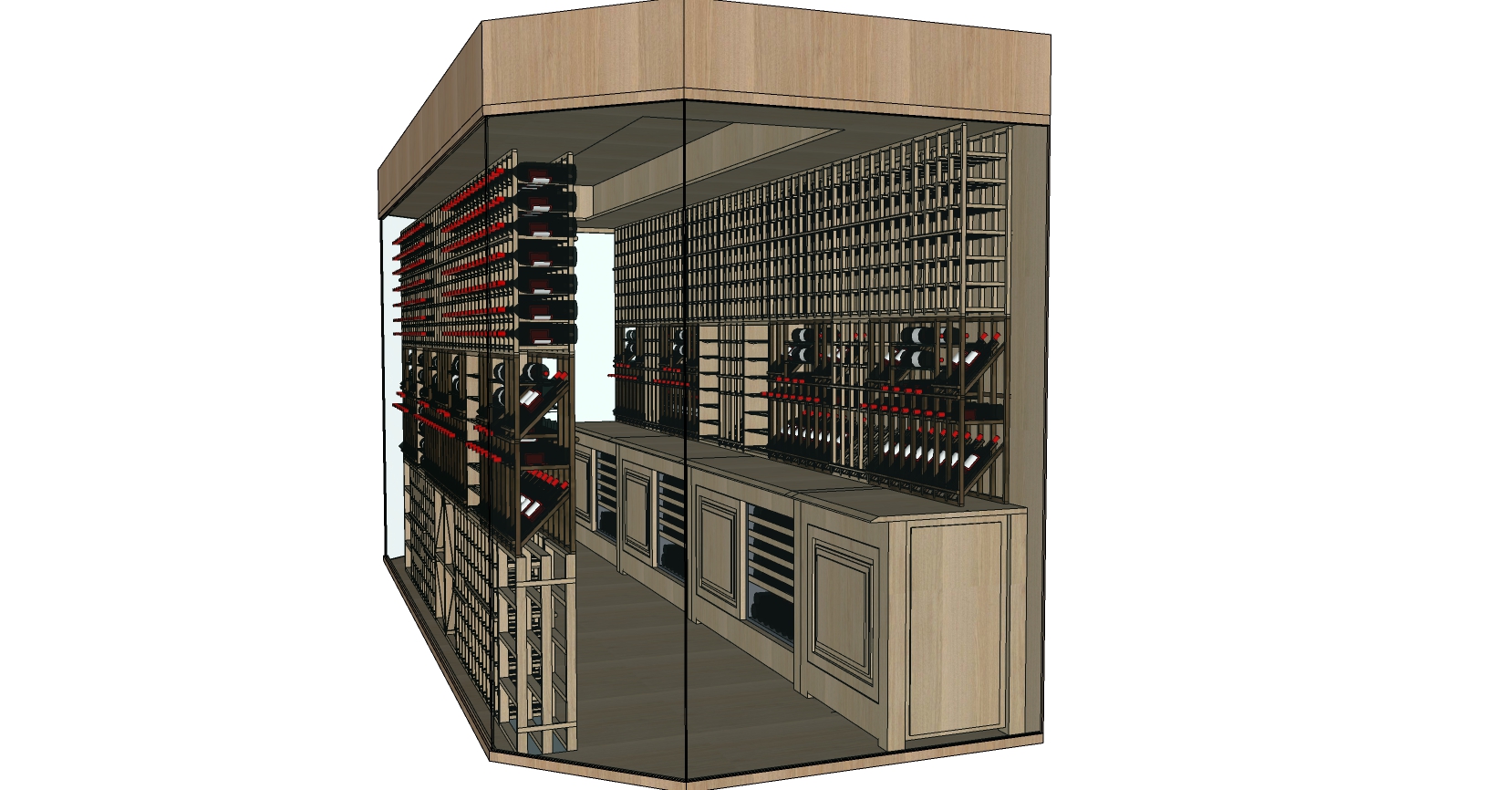 (32)美式现代红酒柜酒架红酒酒窖红酒展柜展架专卖店sketchup草图模型下载(1)