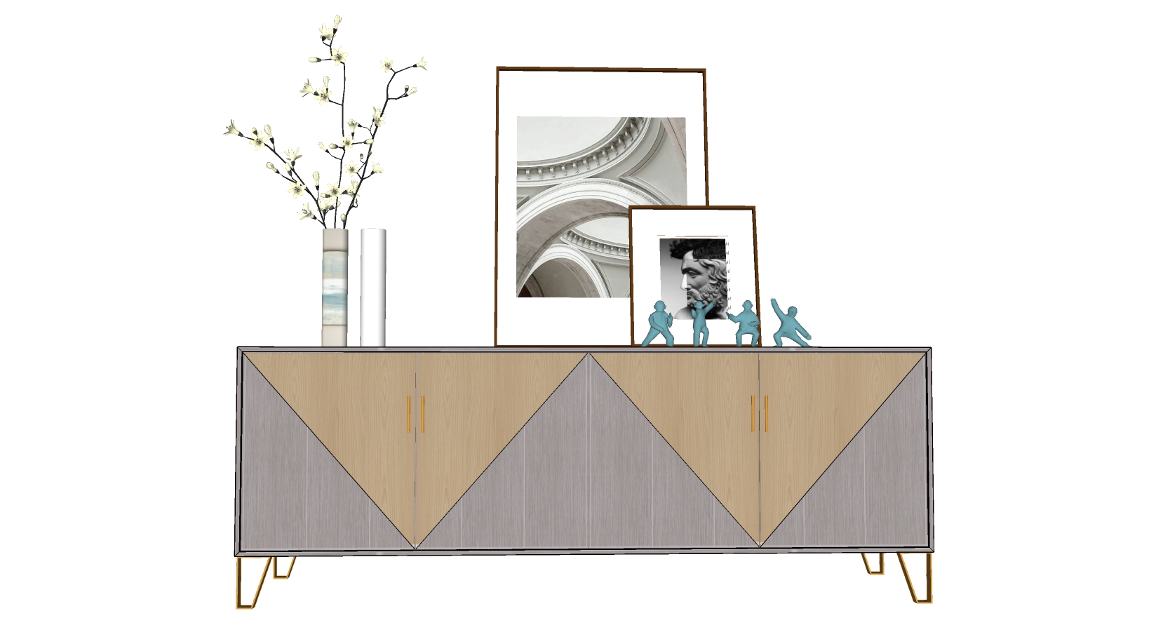 15现代轻奢简欧式电视柜小人饰品摆件sketchup草图模型下载 (3)(1)
