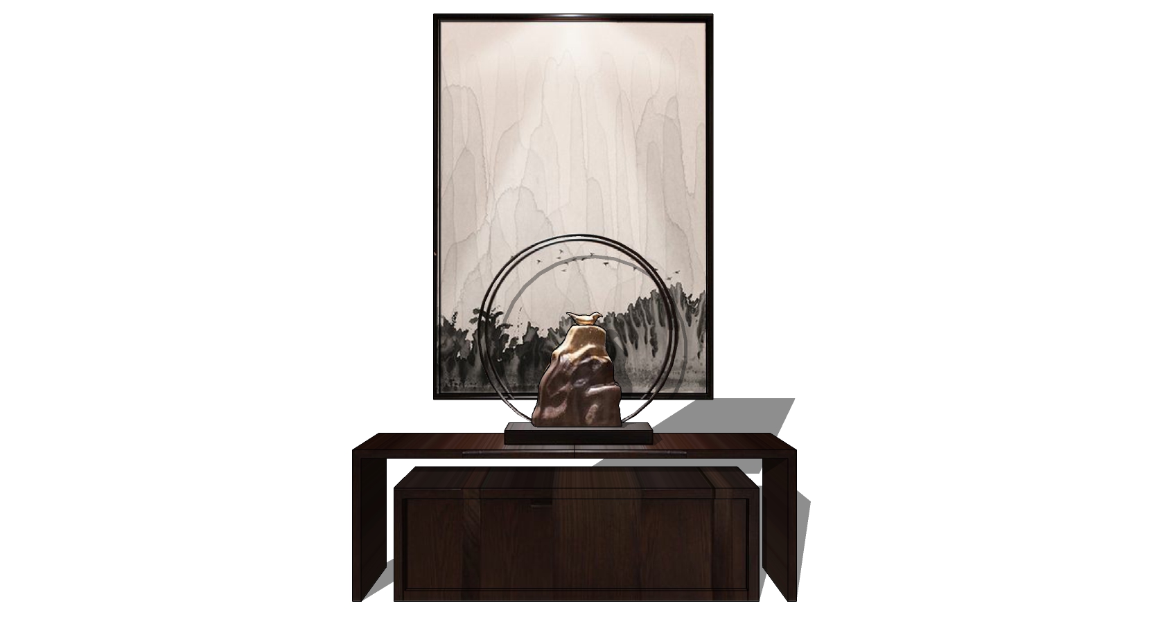 7中式玄关画摆台柜边柜 sketchup草图模型下载(1)