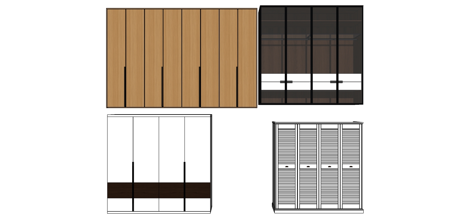 (119) 现代玻璃柜门衣柜百叶柜门衣柜sketchup草图模型下载