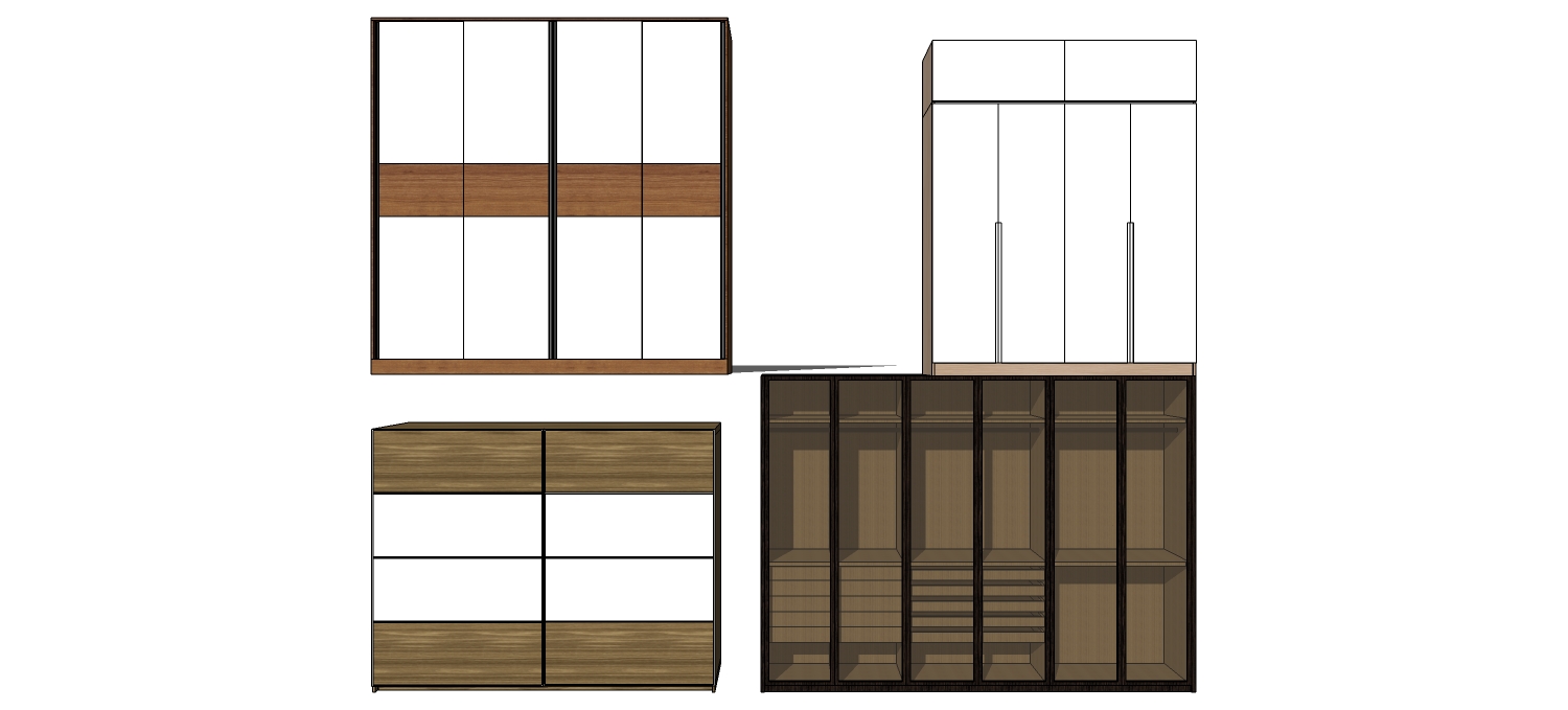 (118)  北欧现代衣柜衣橱玻璃柜门衣柜sketchup草图模型下载(1)