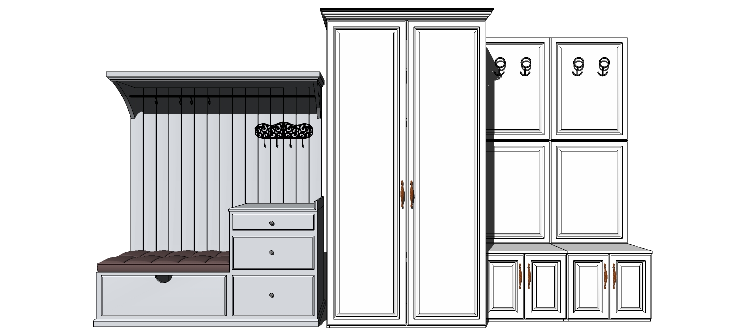 (117)简欧式地中海衣柜入口玄关衣柜衣橱换鞋柜sketchup草图模型下载(1)