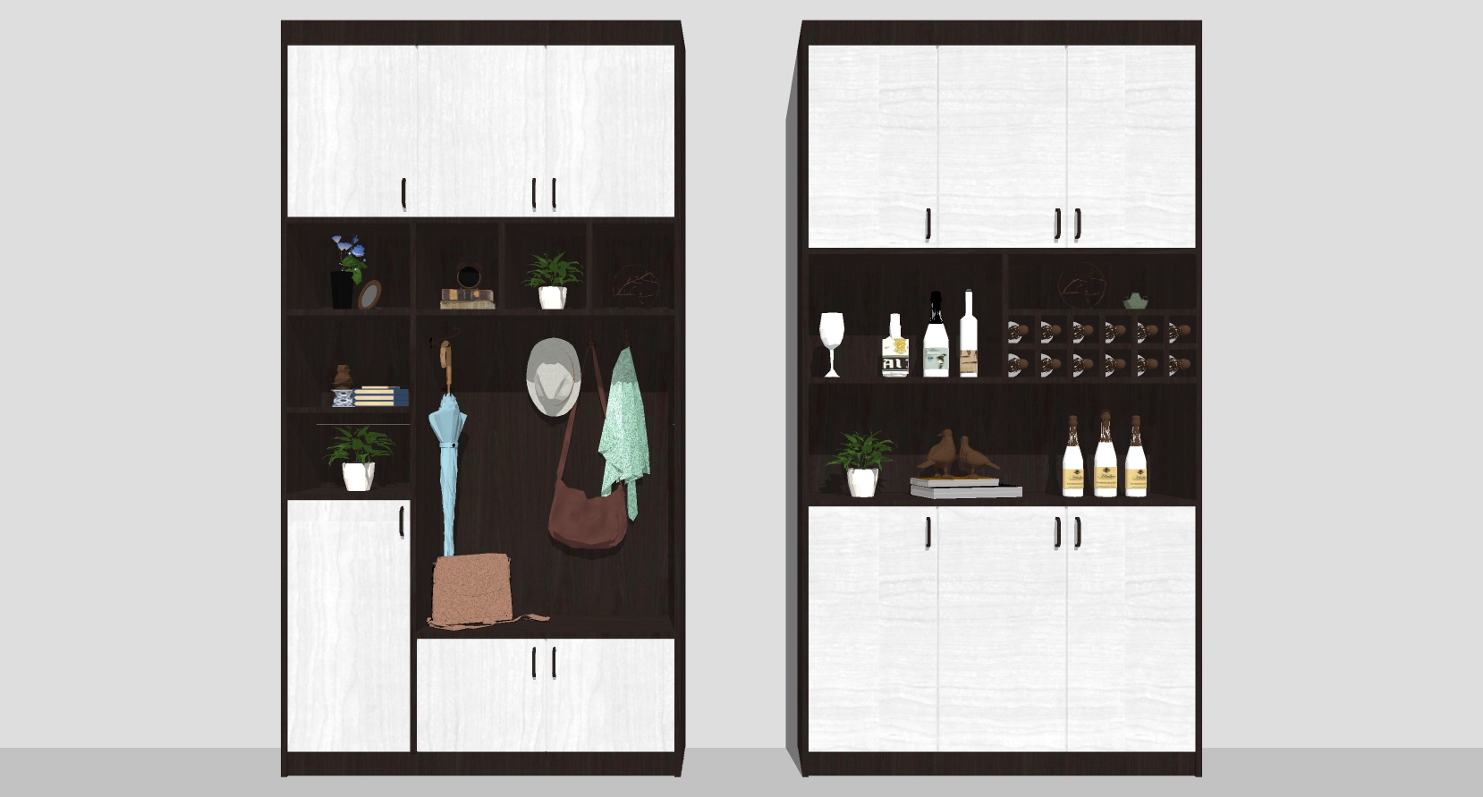 (79)现代入口玄关衣橱衣柜鞋柜sketchup草图模型下载(1)