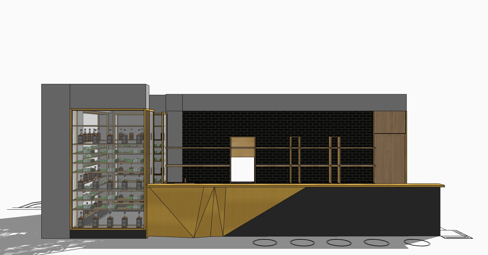 现代吧台酒柜饮料柜sketchup草图模型下载(1)
