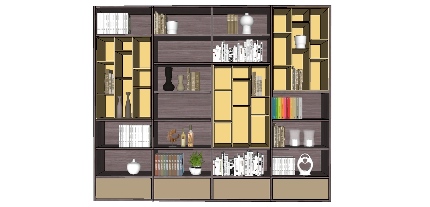 (27)北欧现代书柜sketchup草图模型下载(1)
