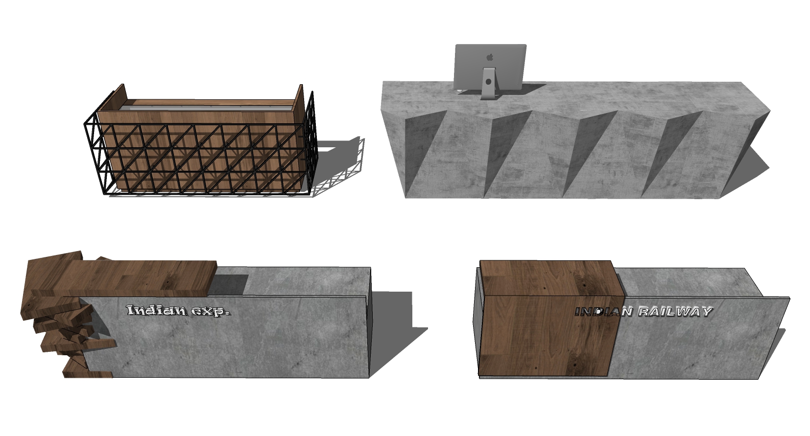 工业风北欧接待前台吧台老板台sketchup草图模型下载