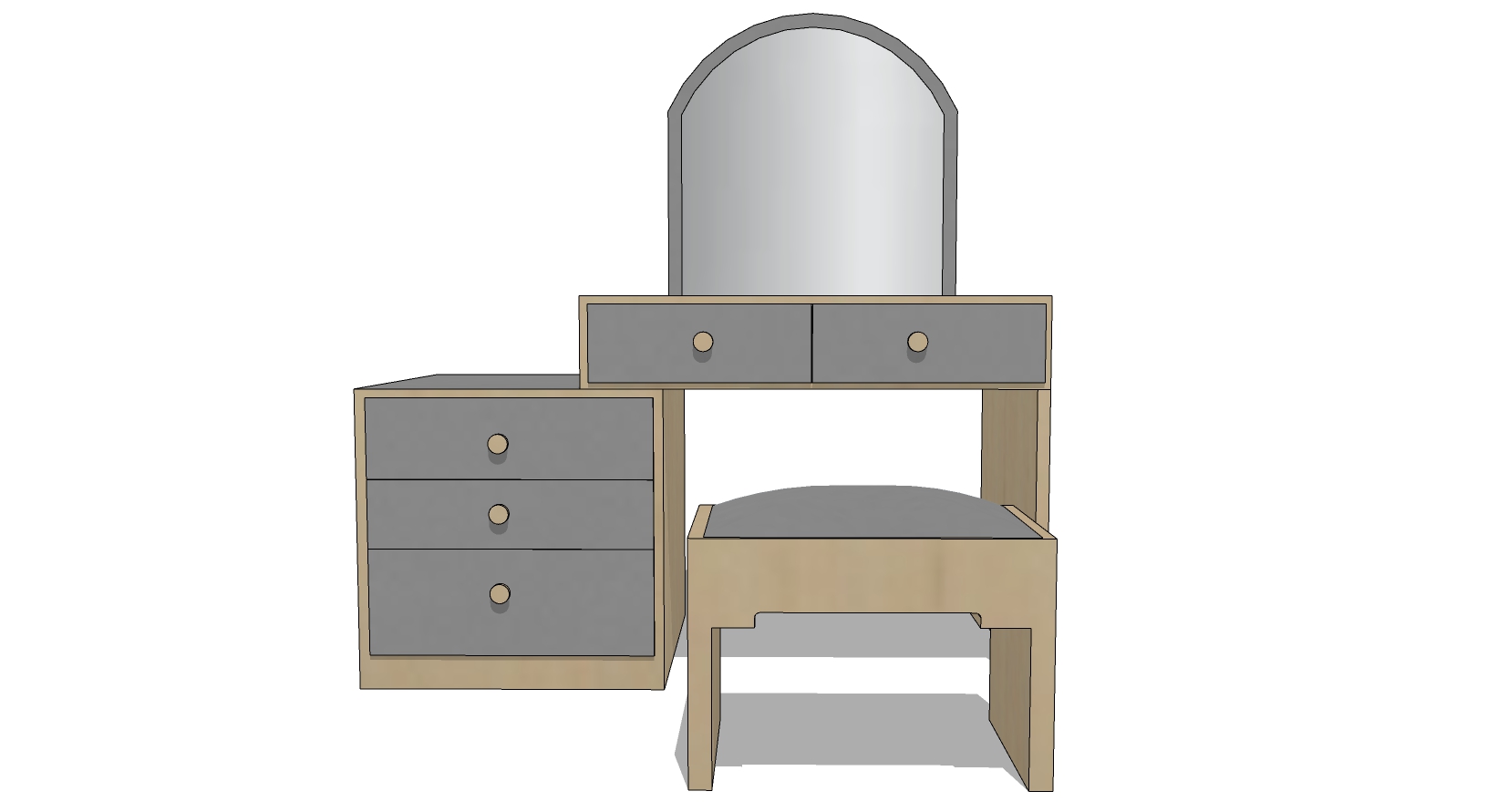 45北欧现代梳妆台化妆台sketchup草图模型下载(1)