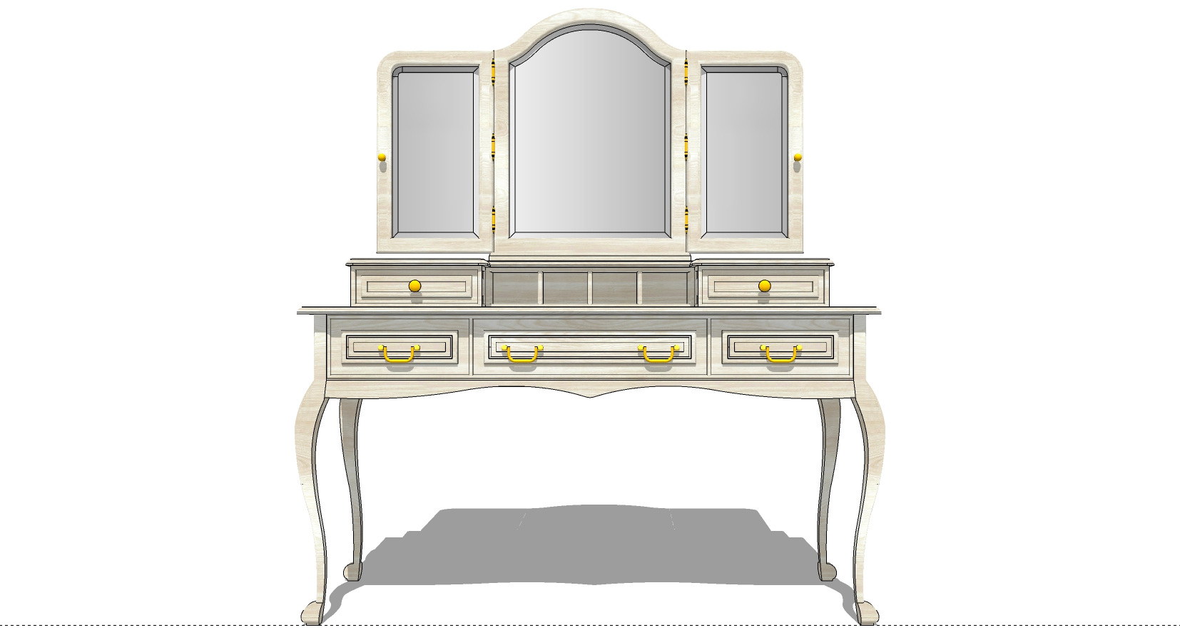 25欧式法式美式梳妆台化妆台sketchup草图模型下载(1)