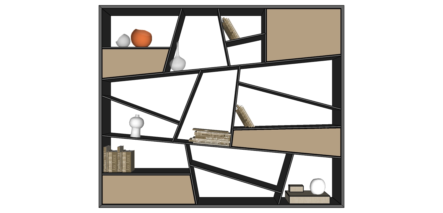 (25)北欧现代新中式装饰柜书柜书架sketchup草图模型下载(1)
