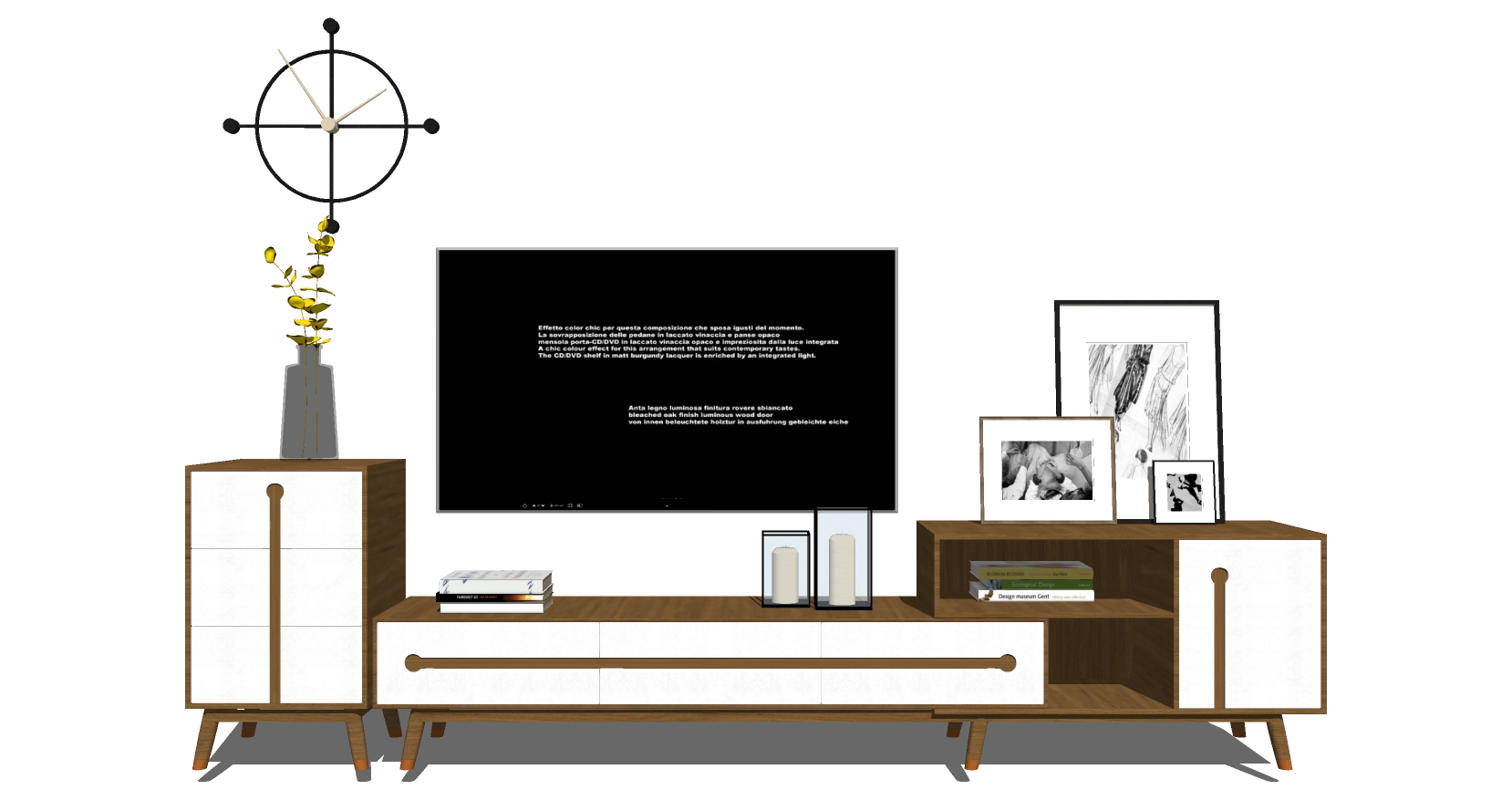 7现代北欧电视柜组合sketchup草图模型下载 1