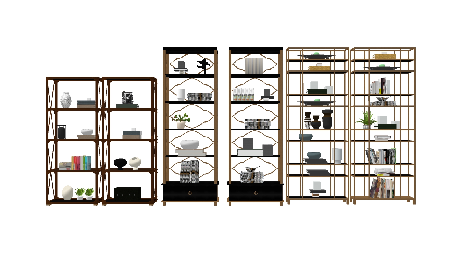 1现代轻奢书架书柜书籍摆件sketchup草图模型下载 (2)(1)