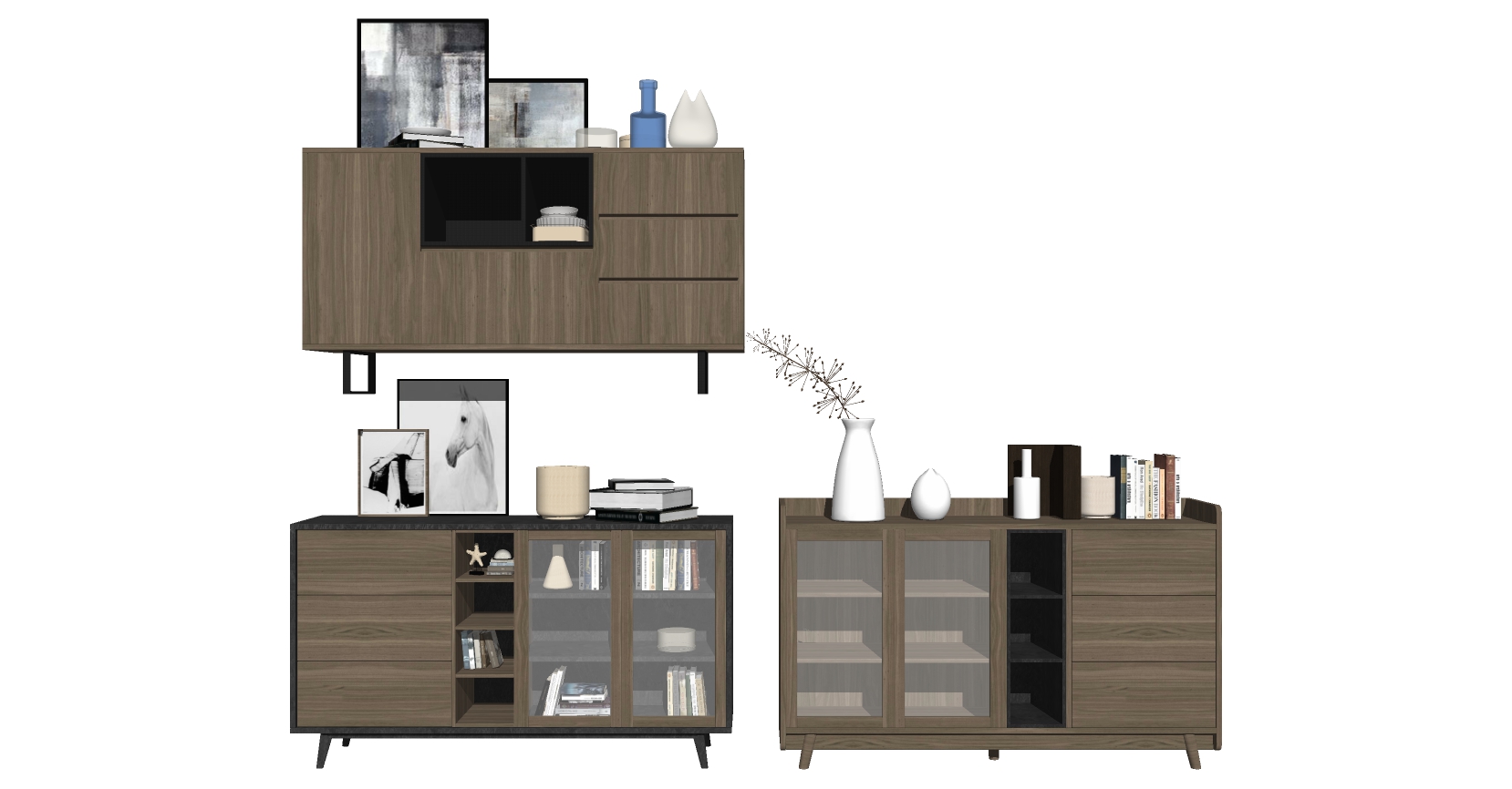 18现代餐边柜电视柜装饰柜 sketchup草图模型下载