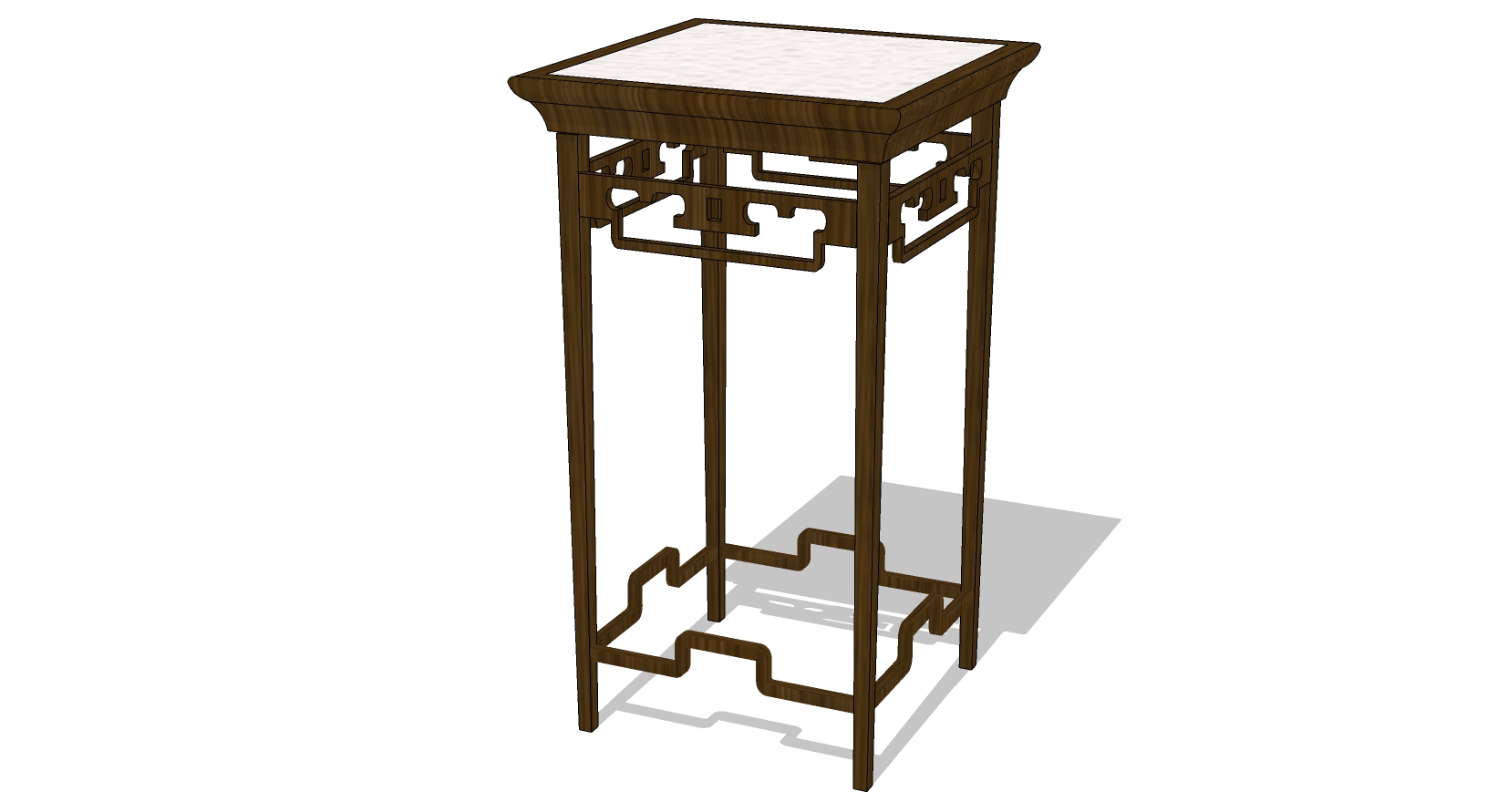 唐风中式古典实木家具边几摆台花架花几sketchup草图模型下载(1)