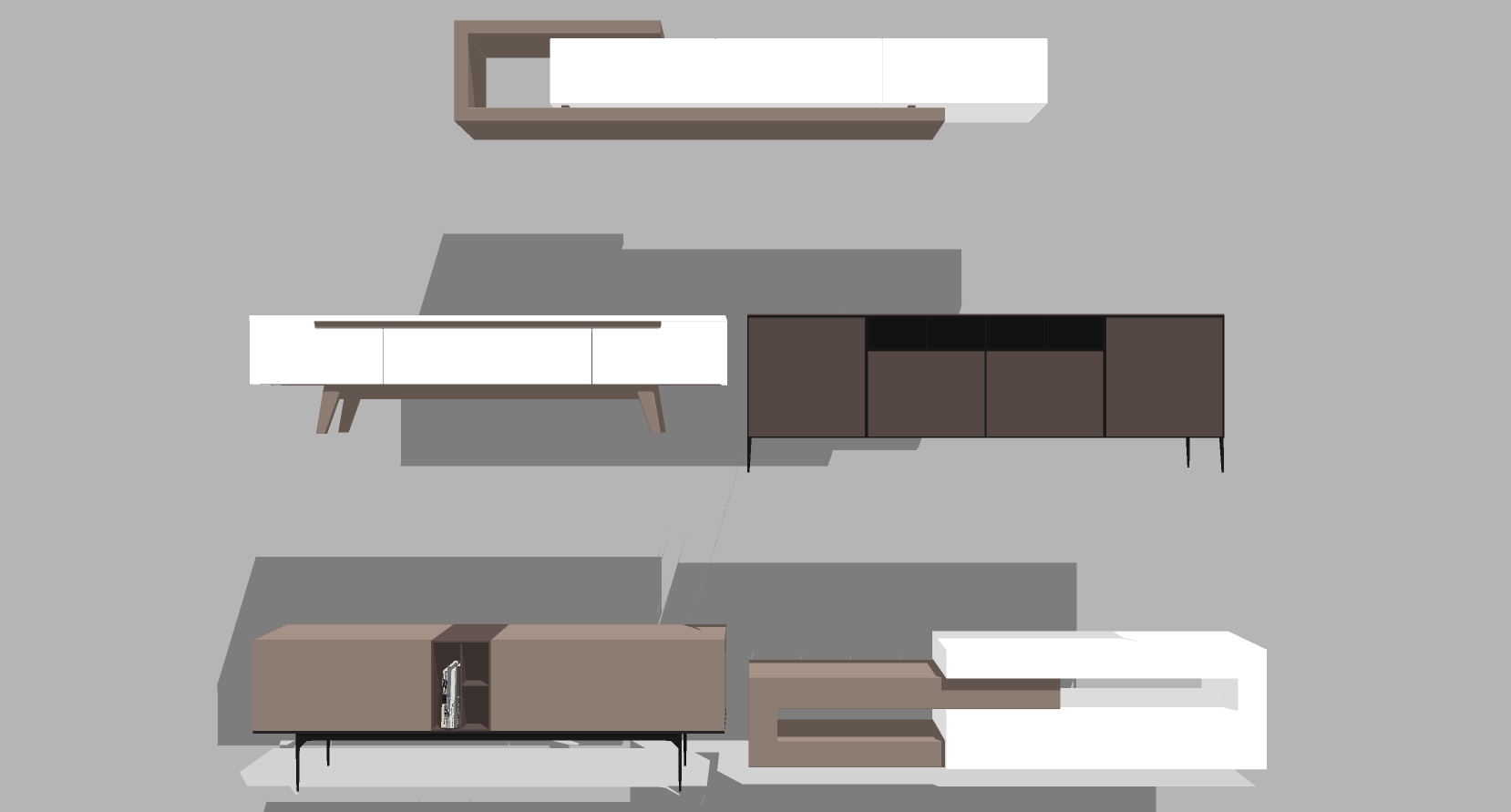 10现代北欧电视柜组合sketchup草图模型下载(1)