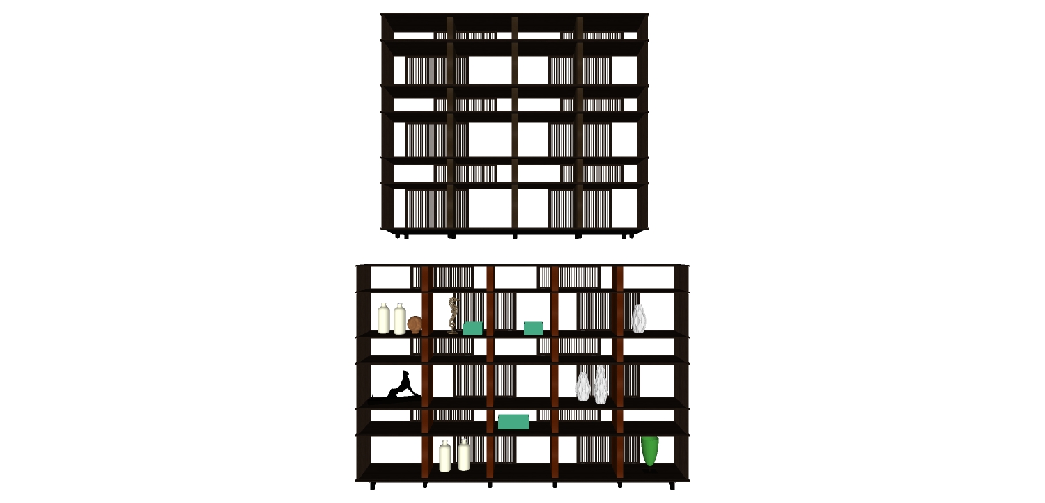 6现代博古架书柜书架摆件sketchup草图模型下载